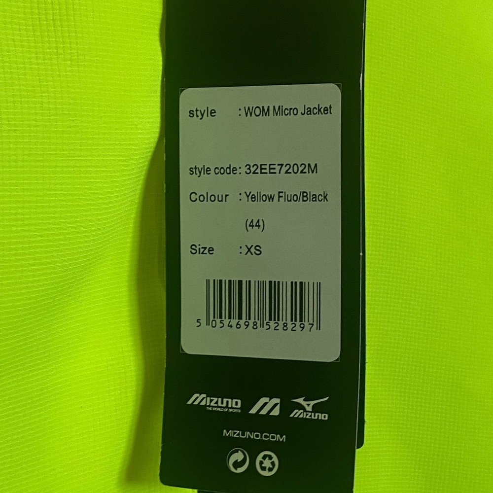 Mizuno Neon Yellow Hooded Lightweight Utility Jacket with Black Accents - Picture 6 of 12